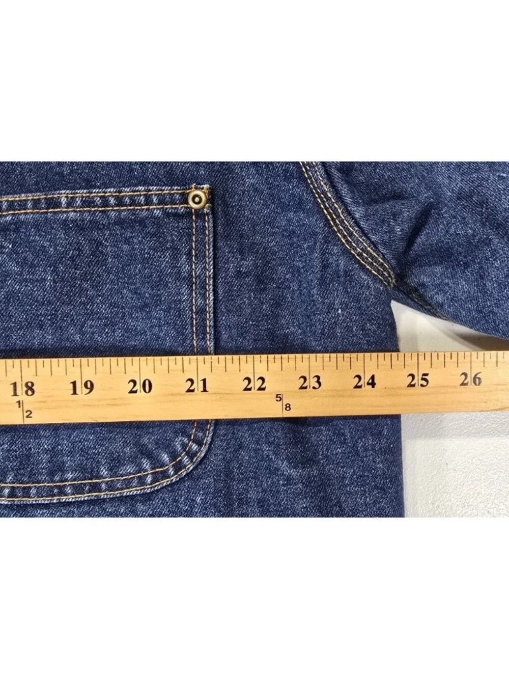 Big Mac Vtg Blue Denim Corduroy Collar Sherpa Lined Chore Work Coat Jacket Men L - Picture 5 of 16